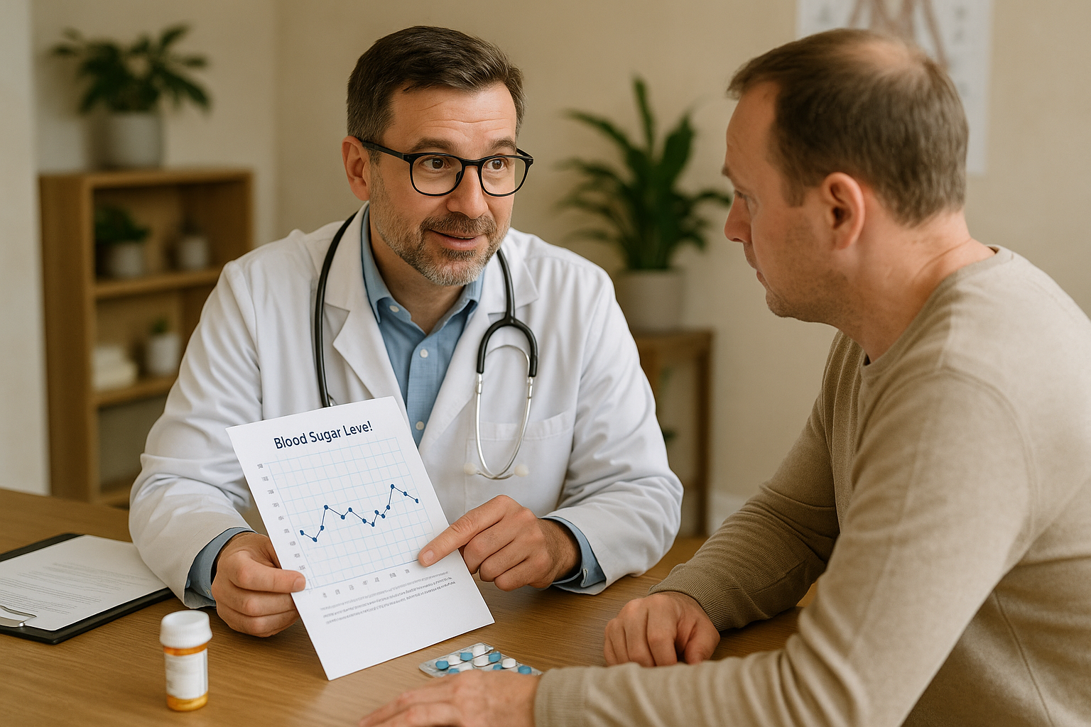 Clinician reviewing health information with a patient