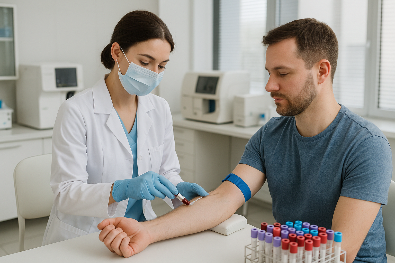 Clinician preparing a diagnostic test