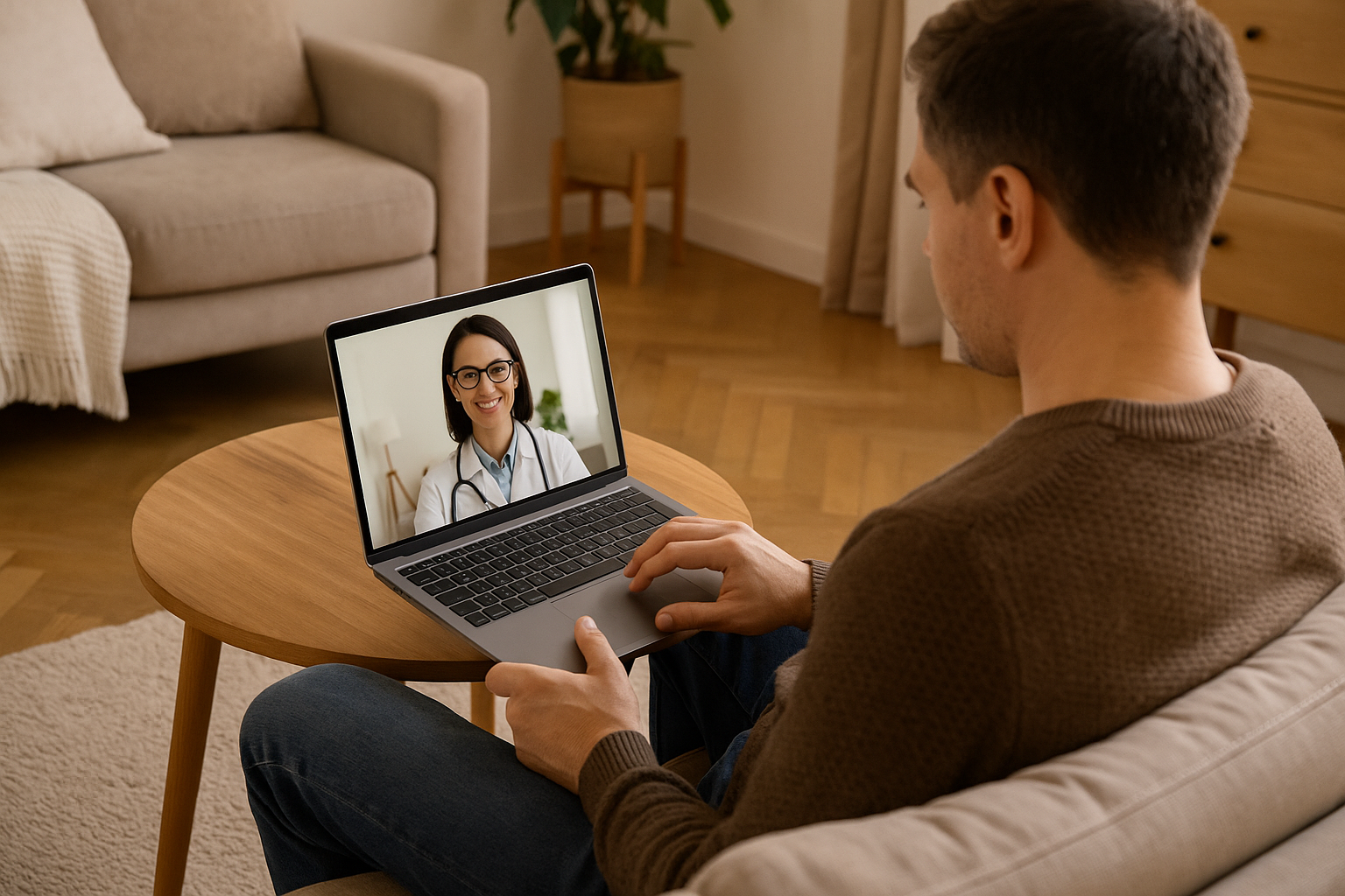 Adult patient attending a remote care visit