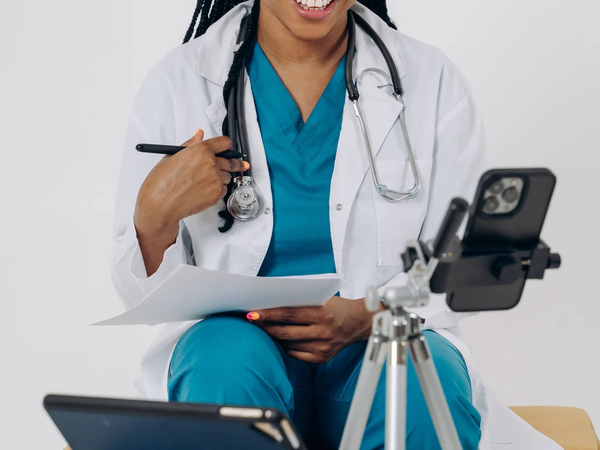Adult patient attending a healthcare visit by phone